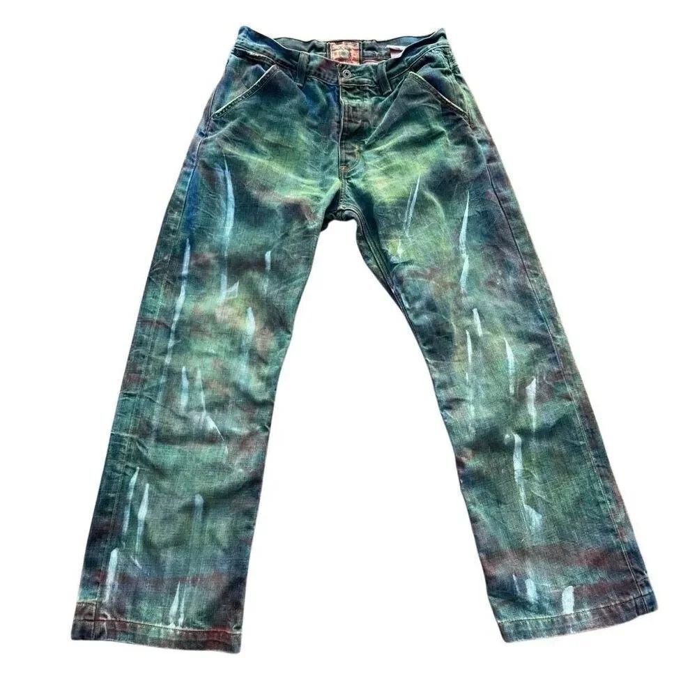 Vintage GAP Y2K Painted Hand-Dyed Distressed Jeans 33”